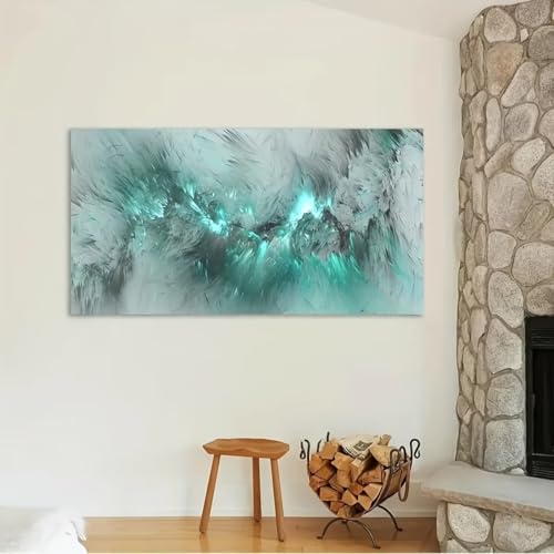 Tableau moderne nuage vert abstrait grande toile de décoration - 4