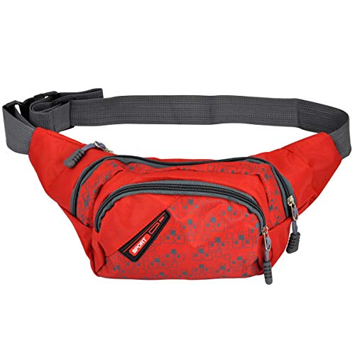 yahee Sacoche de Ceinture Sac Banane Sac à bandoulière Sac Banane Sac de Course Rot Bauchgürtel BIS ca. 120cm Umfang verstellbar