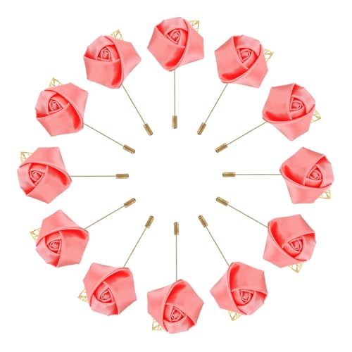 QUARKZMAN 24 Stück Bräutigam Anstecksträuße Rosen Anstecknadeln für Männer Hochzeitszeremonie...