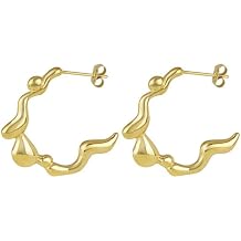 Stainless Steel 18K Gold Plated Women Pearl Twist Stud Earrings Jewelry Hypoallergenic Tiny Twist Stud Earrings for Women Left and Right