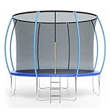 GarveeTools Trampoline 10 ft 12 ft 14 ft 16 ft with Enclosure & Ladder, ASTM Approved Heavy-Duty Outdoor Recreational Trampoline for Kids Adults, 440 LB Capacity​ (Blue, 10 ft)