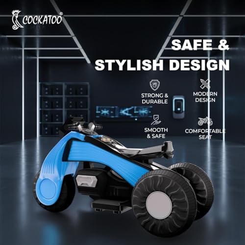 Image of Cockatoo 15E Cruise Rechargable Electric Bike for Kids with Music and LED Light, Kids Scooter Bike for 3+Yrs Boys&Girls Powered by 6V & 4.5 AH Battery for 4.5Hr-6Hr Ride with Foot Accelerator