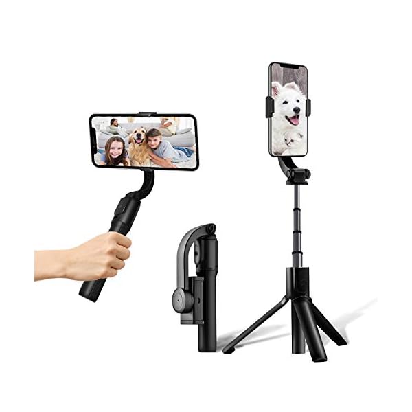 Smartphone Gimbal Handy Stabilisator, 1-Achse Selfie Stick Selfiestange, Faltbar Ausziehbar Handheld Stabilizer für…