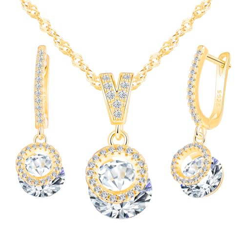 Conjunto de Plata 925 con Circonitas Blancas Elegante para Mujer