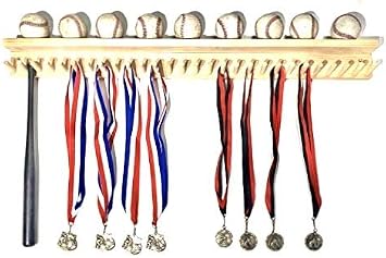 Baseball Bat Rack 9 Ball Holder Shelf Wood 27 Mini Collectable Bats