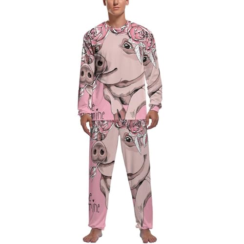 Pyjama homme haut et bas Cochon Fleur pour vos soirées cocooning
