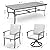 HAPPATIO Aluminum 9 Piece Patio Dining Sets, Outdoor Dining Set for 8, Patio Furniture Sets, 2 Swivel Dining Chairs, 6 Dining Chairs, Aluminum Furniture Set for Patio, Yard (Gray)