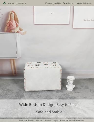 Image of Rectangular Folding Laundry Basket,Waterproof Canvas Basket,Gift Basket,Suitable for Children's Room,Office,Clothes,Toys Storage(Rabbit)