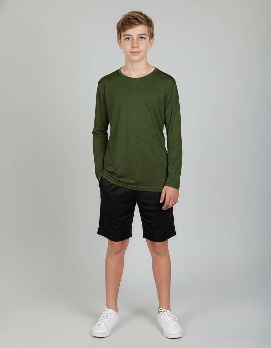 Real Essentials 4 Pack: Boys Youth Dry-Fit Moisture Wicking Active Athletic Performance Long-Sleeve T-Shirt - Image 3