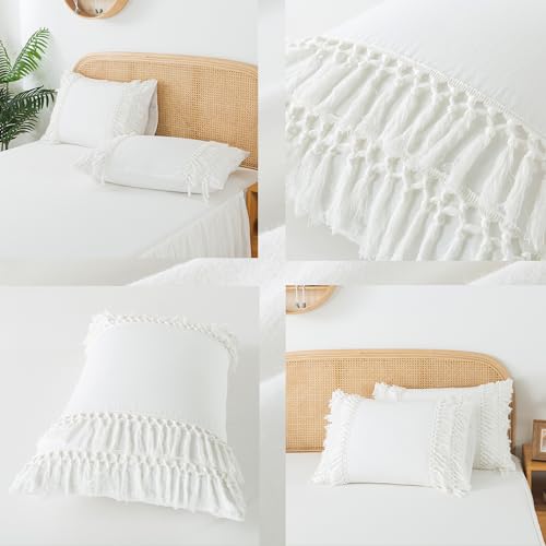 Fundas de almohada con borlas Softta blancas sin cremalleras molestas 5