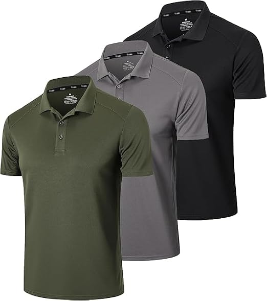 Gaiatiger 3er Pack Men's Polo Shirt Slim Fit Basic Short Sleeve Breathable and Hygroscopic Sports-T-Shirt, Men's Golf T-Shirts, Short Sleeve