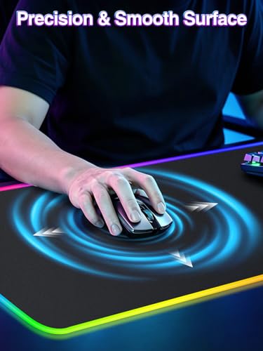 Image of RGB Gaming Mouse Pad with 15W Magnetic Wireless Charging, 31.5'' x 15.8'' | 24 Lighting Effects Desk Mat LED Mousepad with Non-Slip Rubber Base, Light up Your Desk, Waterproof Ultra-Smooth Surface