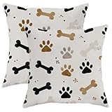 Juego de 2 fundas de cojín con estampado de huellas de animales, 20 x 20 pulgadas