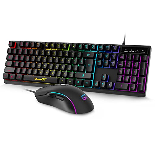 Gaming Keyboard And Mouse, Racegt Usb Backlit 104 Keys Wired Keyboard Gaming, 7 Buttons 6400 Dpi Gaming Mouse, Gaming Accessories Compatible With Pc Laptop #TOP7