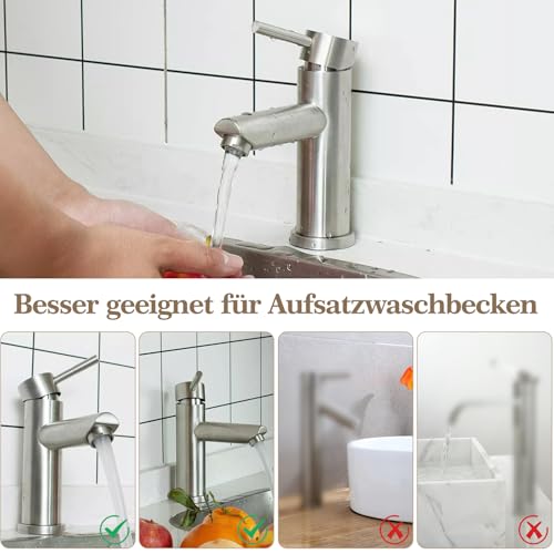 Laittiin Wasserhahn Badezimmer Waschtischarmatur Bad - Waschbeckenarmatur Mischbatterie Waschbecken Warm und Kaltwasserhahn Einhebelmischer Hochdruck Armatur Edelstahl Für Spülbecken Küche Spüle