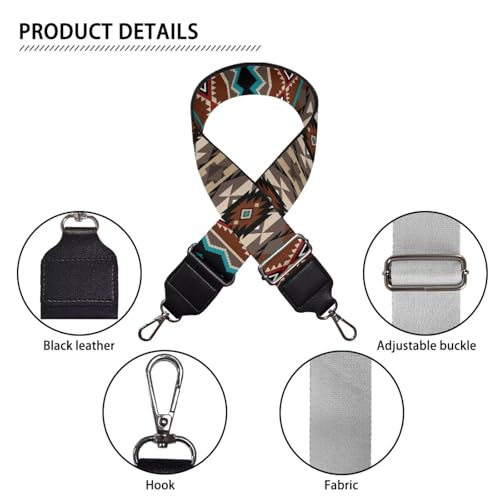 Image of Coldinair Native American Geometric Purse Strap Replacement Crossbody Bag Strap,Guitar Straps for Purses Crossbody Bags,Purse Making Supplies