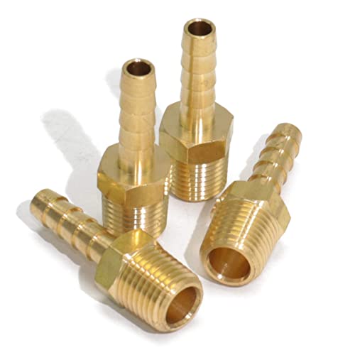 Kootans 4Pcs 1/4" Hose Barb To 1/4 Npt Male Brass Quick Coupler Air M Type Fitting Quick-Connect Fitting #TOP5