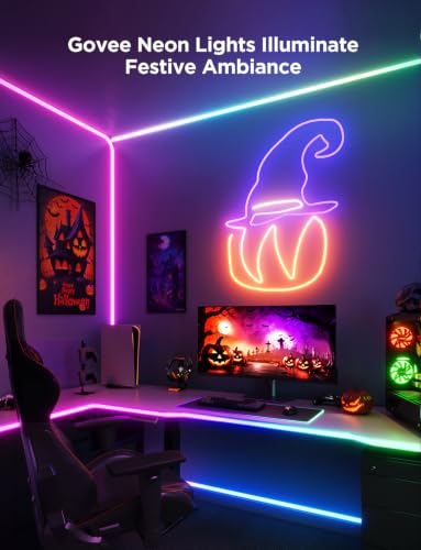 Image of Govee Neon Lights, RGBIC Neon Rope Light 2 Works with Matter, Alexa, Google Assistant, Custom DIY Neon Strip Lights for Bedroom and Wall Decor, Shape Mapping, Softer Material, 9.8ft, White