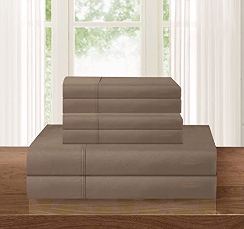 Elegant Comfort Luxurious Soft 1500 Thread Count Egyptian 5-Piece Premium Hotel Quality Wrinkle Resistant Coziest Bedding Set, Easy All Around Elastic Fitted Sheet, Deep Pocket, Split King, Taupe