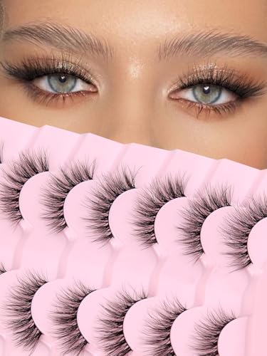 Natural Cat Eye Lashes Wispy Eyelashes 14mm Lightweight False Eyelashes 3D Volume Natural Lashes