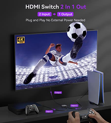 Hdmi 2.1 Switch, Vilcome Ultra Hd 8K Hdmi Switcher Splitter 48Gbps High Speed Support Hdr 8K@60Hz, 4K@120Hz, Bi-Directional Hdmi Switch 2 In 1 Out For Ps5/Ps4, Xbox, Roku, Apple Tv, Blu-Ray Player #TOP2