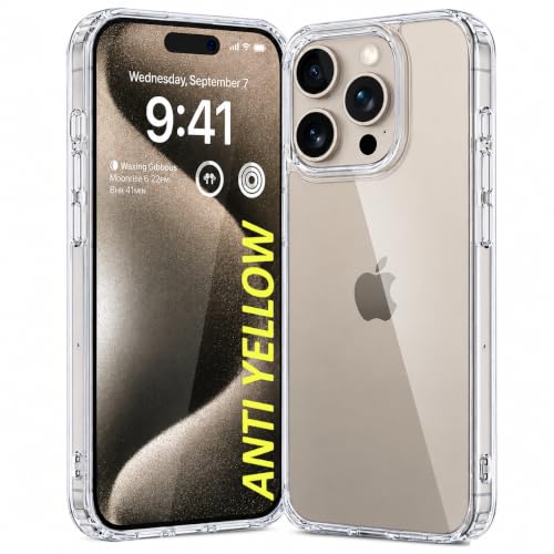 Image of DIZORO Crystal Clear Compatible with iPhone 15 Pro Case with Anti-Yellow Anti-Scratch Shockproof Transparent Cover