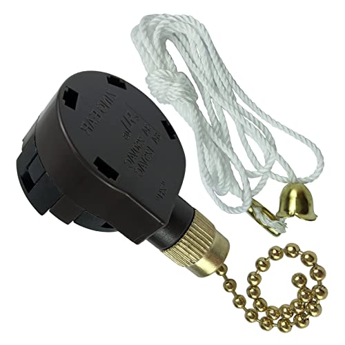 Image of Pull Chain Switch Replace for Zing Ear ZE-268S5 4 Speed 5 Wire Compatible with Ceiling Fan Switch Ceiling Fan Light Lamp Brass