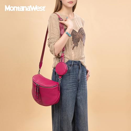 Image of Montana West Crossbody Bag for Women, Large Bum Bag Purse Soft Vegan Leather Travel Fanny Pack with Coin Purse