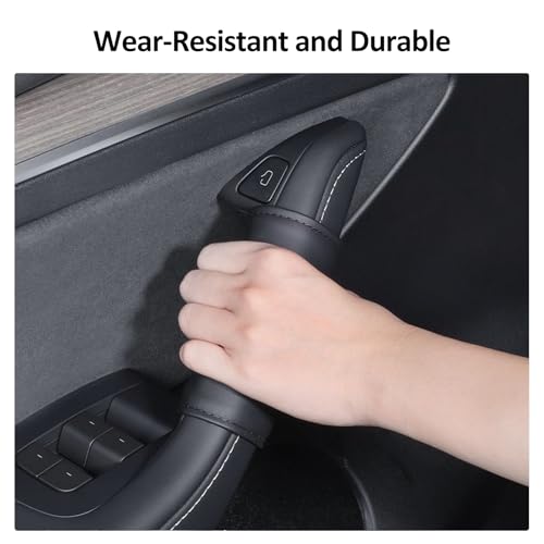 tslmodely 4PCS Door Handle Cover Compatible with Tesla Model Y 2020-2026 & Model 3 2020-2026 Anti-Scratch Door Handle Protector Grab Leather Soft Handle Plate for Model Y or Model 3 Accessories — view 6