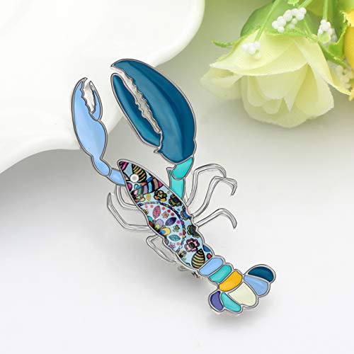 Image of DOWAY Colorful Lobster Brooch Lapel Pin for Women Girls Gifts Enamel Scarf Clothes Jewelry