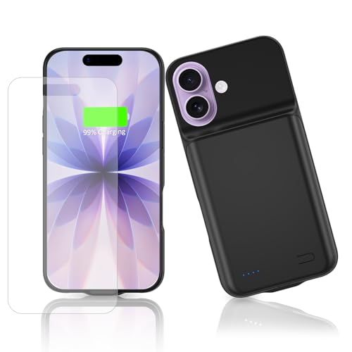 HUOBAO Coque de protection pour iPhone 17 (8500 mAh) - Batterie rechargeable avec film de protection d'écran - Chargeur de batterie portable - Puissante coque...