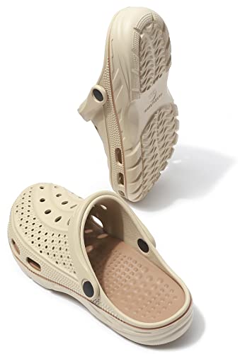 Women and Men Orthopedic Clogs Arch Support Garden Shoes Sandals Slippers with Plantar Fasciitis Feet Insoles,Pure Beige,12.5-13.5 Women/11-11.5 Men