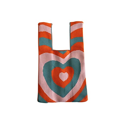 Abivew Bolsa estética de punto para mujer, bolsa de playa, bolsa de compras, bolsa tejida para axilas (color: 1, tamaño: 8.3 x 7.3 x 5 pulgadas)