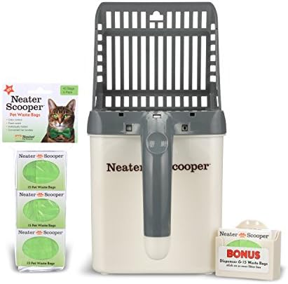 Neater Pet Brands - Neater Scooper Cat Litter Sifter - Includes 60 Refill Bags - Mess Free Cat Litter Scoop to Bag Waste Bin System with Extra Waste Bags (Grey)