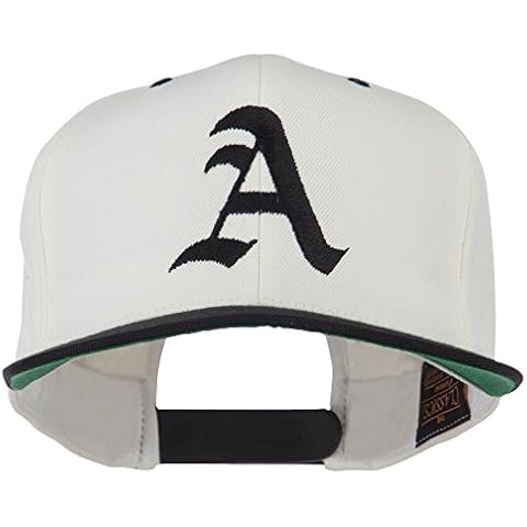e4Hats.com Large Old English A Embroidered Flat Bill Cap - Natural Black OSFM Cover