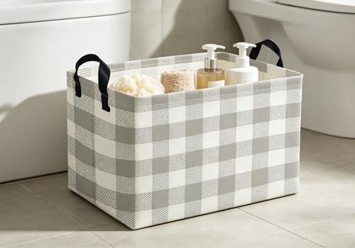 Image of Kids Basket Grid Storage Basket Gift Basket Rectangular Bedroom Decor for Books(Gery grid)