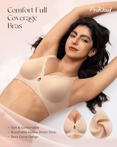 Image of ProKloud Bras for Women No Underwire Wireless Jelly Bras Full Coverage Seamless Push Up Bralettes Support Tshirt Bra