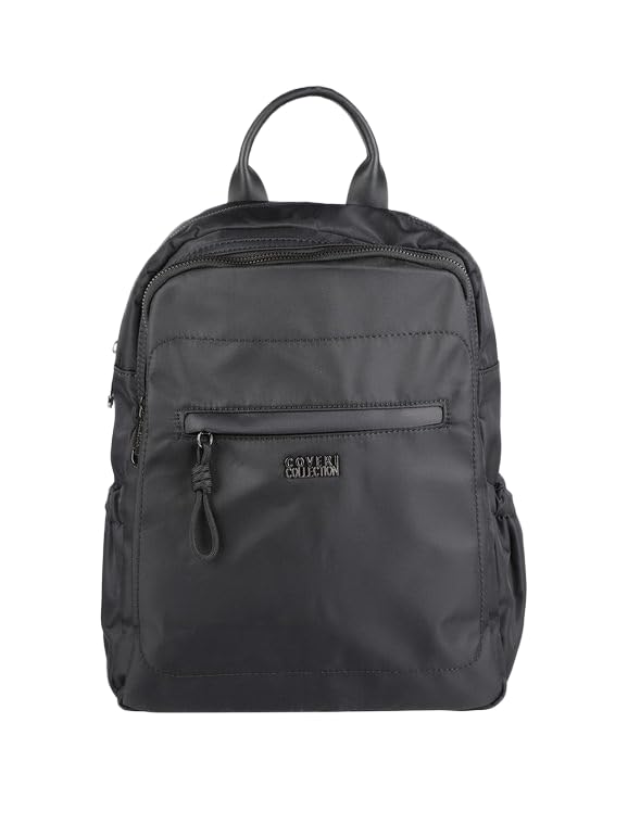 COVERI COLLECTION Zaino Donna in Nylon, Doppia Tasca con Zip, Dimensioni 32x26x12 cm, Tasche Multiple, Spallacci Regolabili Art.8006-4 (NERO)