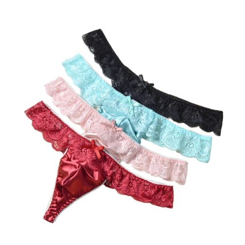 Bragas de satén para hombre con ribete de encaje suave y elegante
