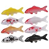 DECOMELODY Künstliche Koi Fische 8 Stück Miniatur Plastikfische in Leuchtenden Farben Realistische Aquariumdekoration für Zuhause Büro und Fischglas