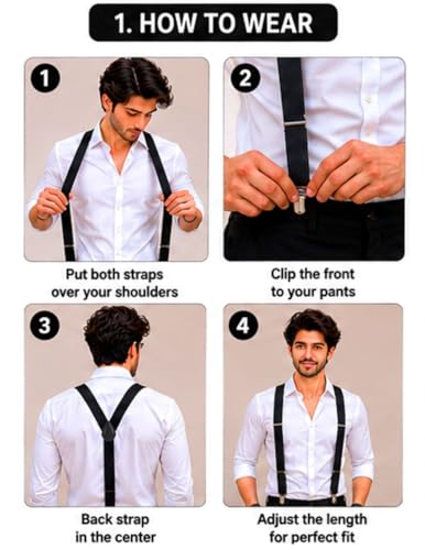 Image of BookMyCostume Trendy Black Formal Unisex Premium Suspenders Adults Fancy Dress Costume Accessory Adults