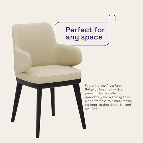 Image of Wakefit Arvia Dining Chair with Arm - Robin Beige