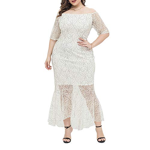 Dentelle Robe de Soirée Longue de Mariage Longue Dentelle Élastique au Dos Manche Courte Femme Grande Taille Cover