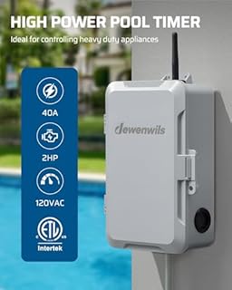 DEWENWILS Pool Pump Timer, Heavy Duty Outdoor WiFi Timer Box, 40A 120VAC 2HP, Work with Smart Life, Alexa, Google Assistant, Easy Wiring for Pool, Water Heater, ETL Listed