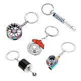KVAEY 5 PCS Car Parts Model Key Chains, Metal Turbo Keychain Set, Trendy Shock-Absorbent Car Parts Key Chain for Men Women (Orange+Black)