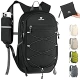 BECOJADDE 15L Kleiner Wanderrucksack Tagesrucksack Herren Damen Leichter Faltbarer Rucksack mit Brustgurt und Rückenbelüftung für Wandern Daypack Travel Rad und Ausflug, Schwarz