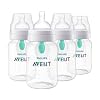Philips Avent Anti-Colic Baby Bottle with AirFree Vent, 9oz, with Flow 2 Nipples, 1m+, 4pk, Clear, SCY703/04