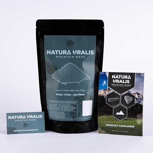 Natura Uralis Cambrian Blue Clay Flakes | 500g of Natural Blue Clay, Blue-Grey to Pastel Blue - Amazing Crunch, Satisfying Earthy, Velvety and Firm Texture, ASMR Sensation