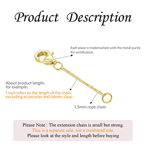 Image of 10k 14k Real Gold 1 inch /1.5 inch /2 inch /2.5 inch /3 inch /4 inch /5 inch Necklace Extender, Necklace Bracelet Extender Chain, Durable Gold Extender Chain, Adjustable Extension Chain for Necklace Bracelet Anklet