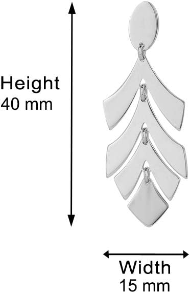 Vanbelle Sterling Silver Jewelry - Rhodium Plated with 925 Stamp - Sterling Silver Leaf Dangle Drop Earring with Ball Post Stud for Women